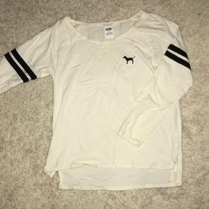 Pink brand white long sleeve T-shirt